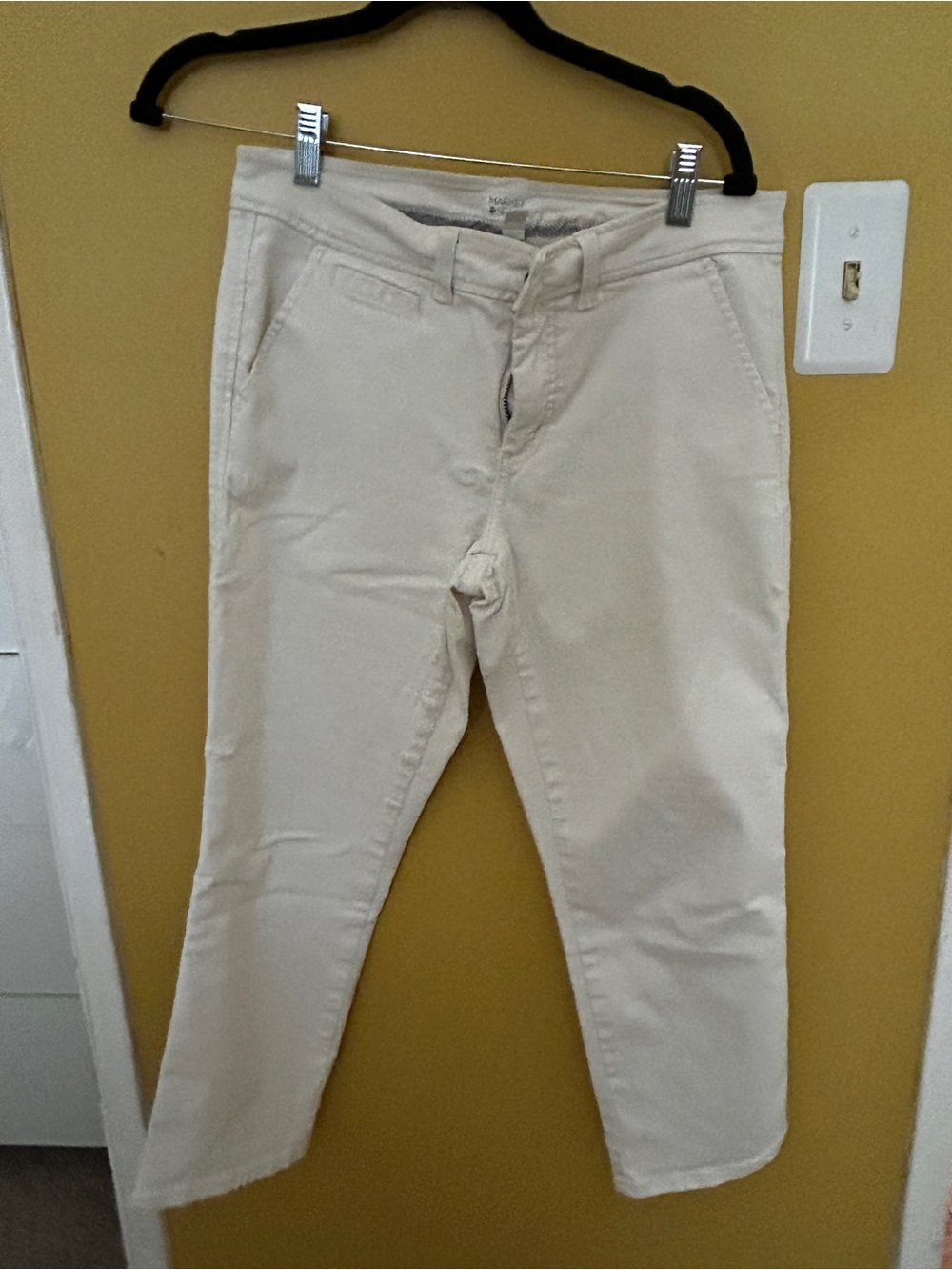 Market & Spruce Neutral White Ankle-Length Straight Pants